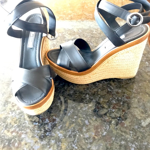 Prada Wedge Leather Sandals - Picture 3 of 3